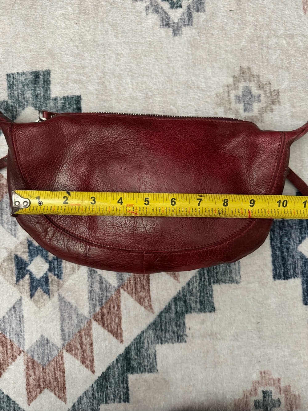Women's Burgundy Leather Crossbody Bag - Picture 7 of 9